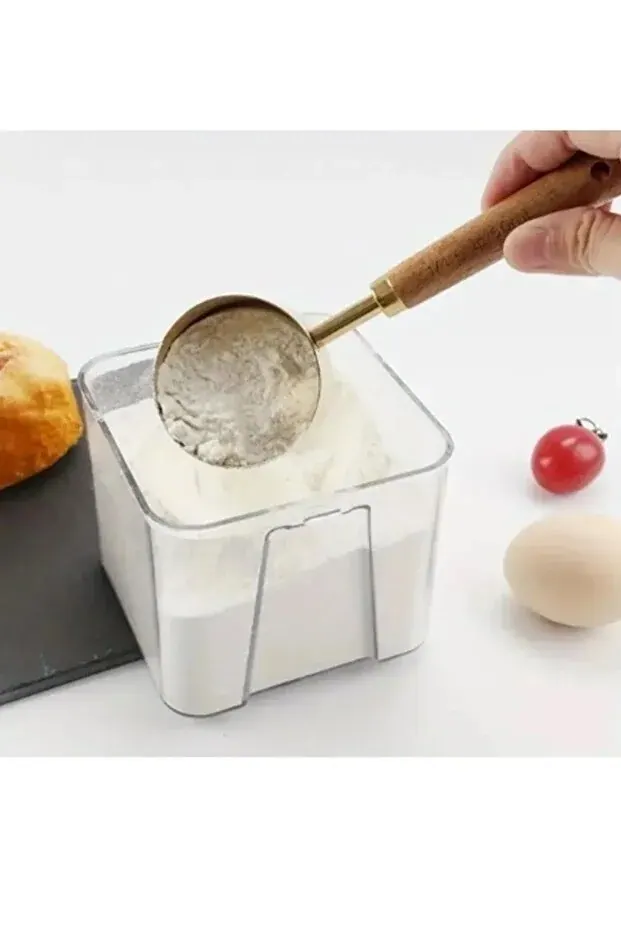 BEYZANA 4 Adet Büyük Boy Paslanmaz Çelik Ahşap Saplı Ölçü Kaşığı Seti Ölçü Kabı 60ml 80ml 125ml 250ml - görsel 4
