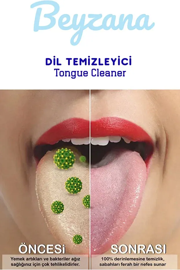 BEYZANA 2 Parça Paslanmaz Çelik Dil Temizleyici ve Dil Sıyırıcı Seti Ağız Kokusuna Son - görsel 3