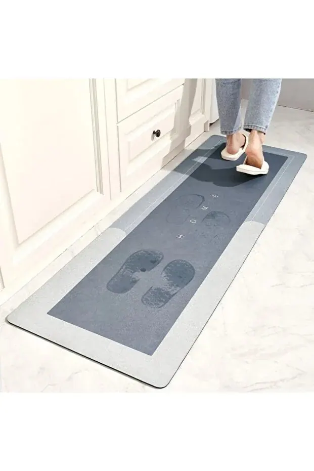 Büyük Boy Sihirli Su Emici Mutfak Ve Banyo Paspası Dikdörtgen 118*38 Cm Mavi - görsel 3