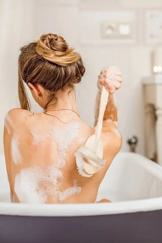 BEYZANA Doğal At Kılı Banyo Sırt Kesesi Uzun Sökülebilir Saplı Yumuşak Fırçalı Doğal Kese Ahşap Saplı - görsel 2