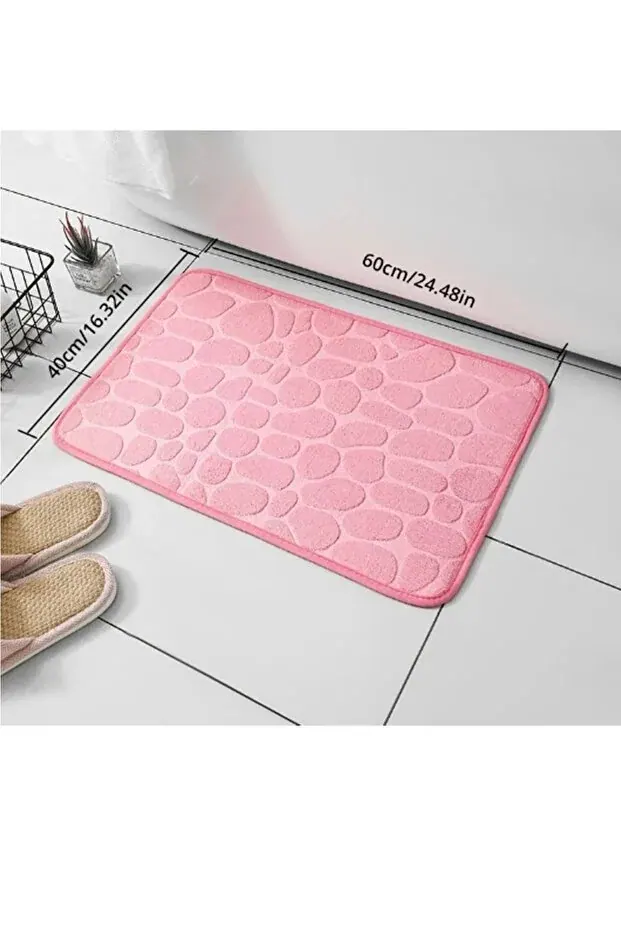 Kabartmalı Banyo Paspası Su Emici Paspas Abdest Paspası Kaymaz Taban Diatom Banyo Paspası - görsel 2