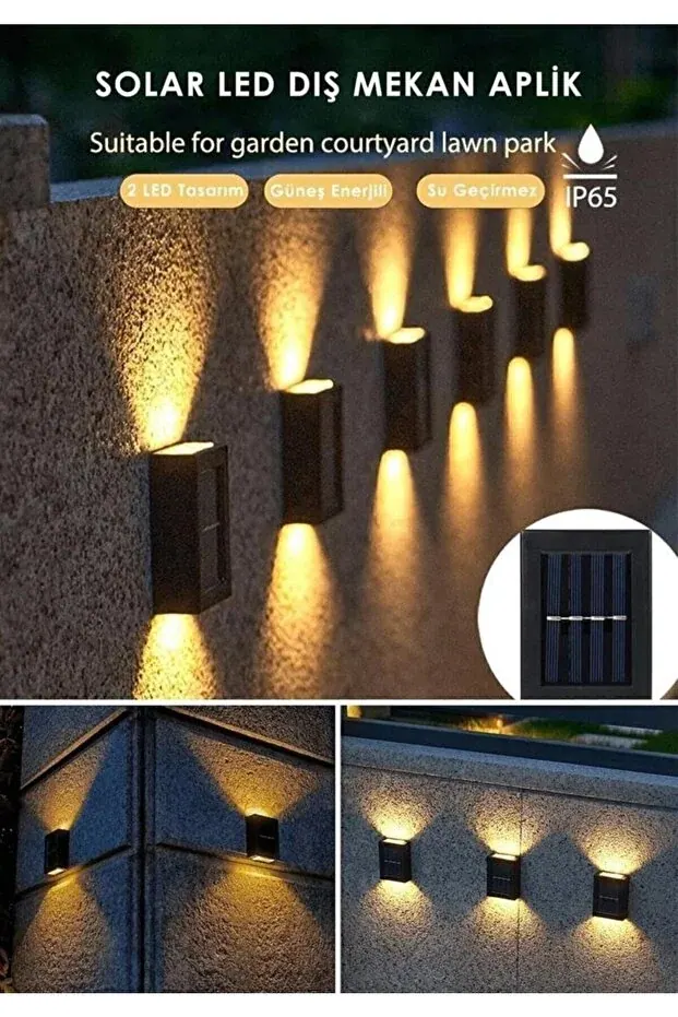 BEYZANA Tekli Yeni Model Solar Çift Taraflı Duvar Lambası Güneş Enerjili Aydınlatma Dekorasyon Aplik Işık - görsel 2