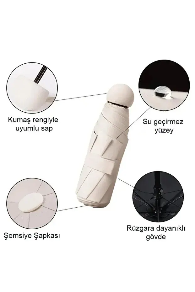 BEYZANA Özel Kılıflı Siyah Şemsiye (KAPSÜL ŞEMSİYE) - görsel 5