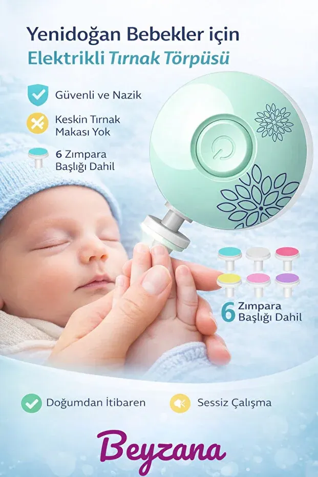 BEYZANA Yenidoğan Bebek Dönerli Pilli Tırnak Kesme Törpüleme Makinası - görsel 2
