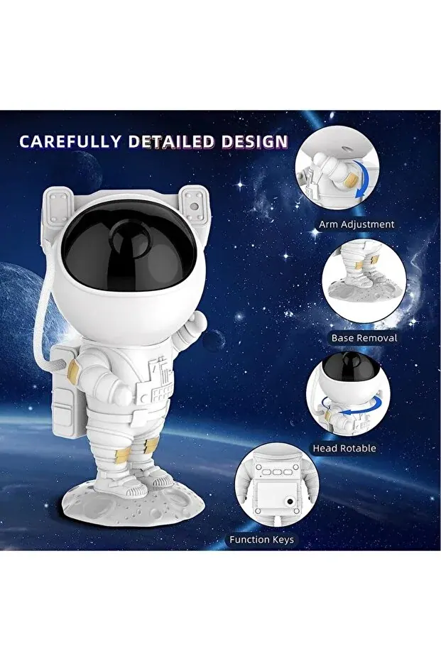 BEYZANA Astronot Projektör Gece Masa Lambası Galaxy Gökyüzü Star Projeksiyon Kumandalı Samanyolu Aydınlatma - görsel 3