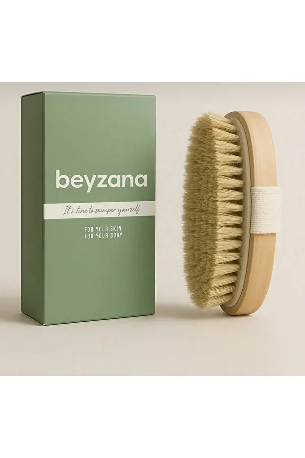 BEYZANA 2’li Set Ekru Banyo Duş Kesesi Peeling Eldiveni %100 Floş Ipek & Doğal At Kılı Selülit Fırçası - görsel 6