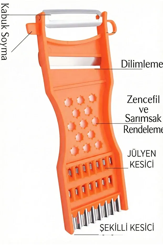 BEYZANA Çok Fonksiyonlu Sebze Doğrayıcı ve Spiral Rende – Julienne Soyacak - görsel 4