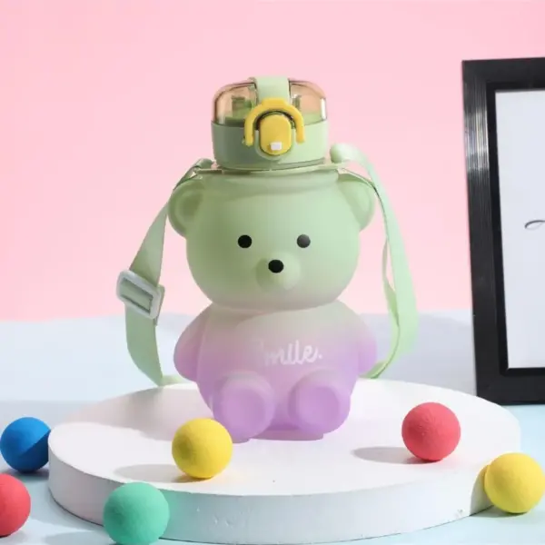 Smile Ayıcık Model Su Matarası Su Şişesi Suluk 800 ml Bpa İçermez Suluk