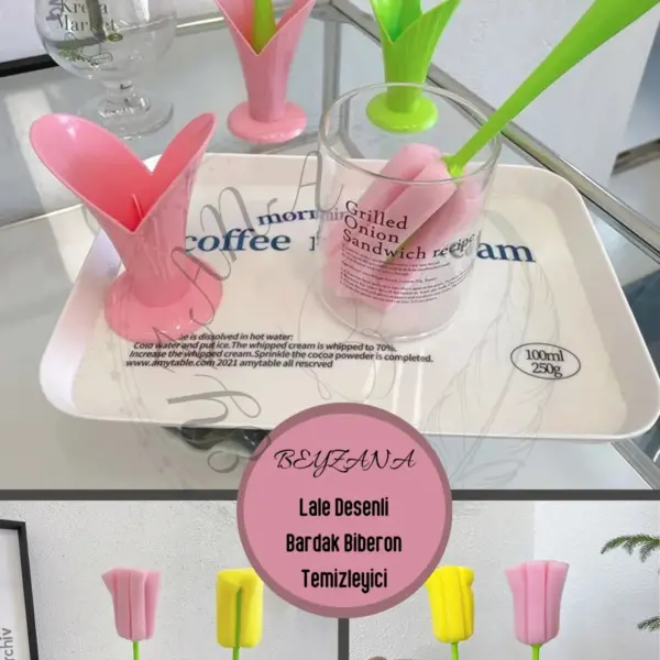 Lale Model Mutfak Bardağı Temizleme Fırçası Biberon Temizleme Fırçası Şişe Temizleme Fırçası