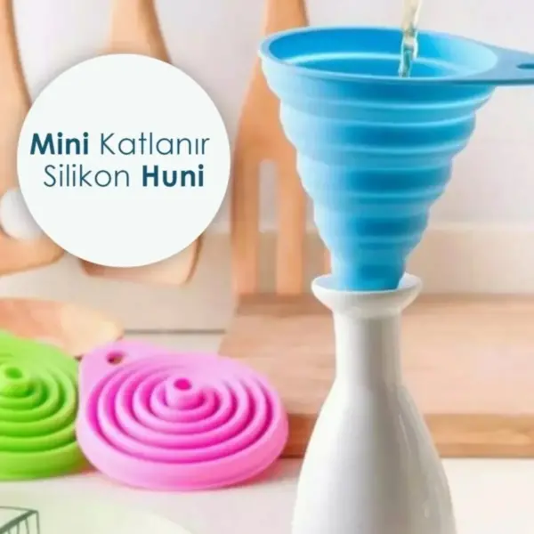 Pratik Mini Silikon Katlanır Huni | Akordeon Huni | Katlanır - 1 Adet