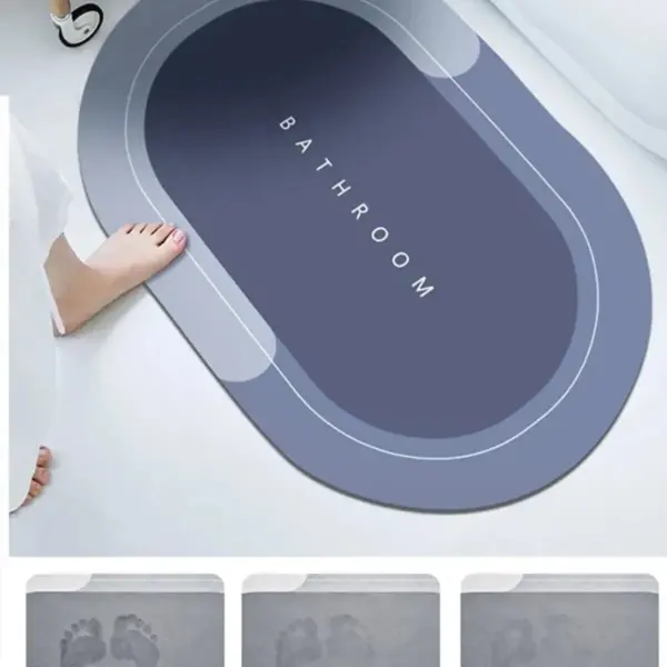 Su Emici Paspas Şık Tasarım Abdest Paspası Kaymaz Taban Diyatom 40*70 Cm Oval Paspas