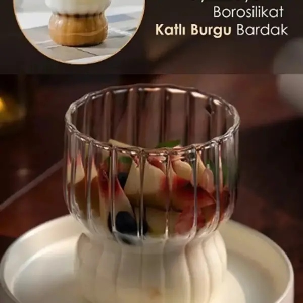 Isıya Dayanıklı Borosilikat Katlı Burgu Şeklinde Bardak | Kahve Ve Sunum Bardağı - 1 Adet 260 Ml