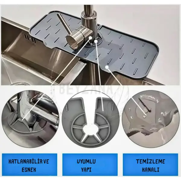 Su Tutucu Musluk Matı Mutfak Ve Banyo Için Koruyucu Musluk Ve Lavabo Matı Musluk Tezgah Üstü Mat
